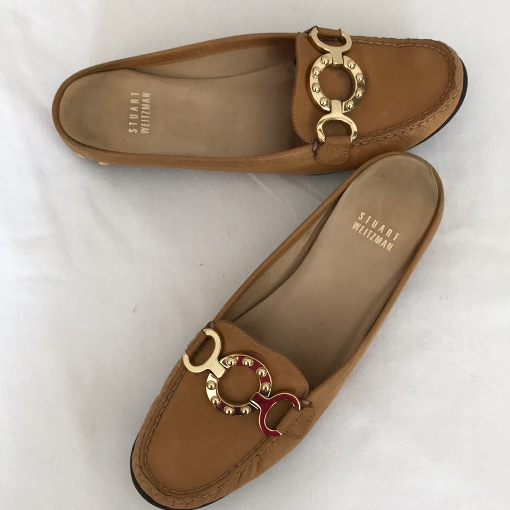 Tan Stuart Weizmann Slide Shoes, Size 7 1/2N
